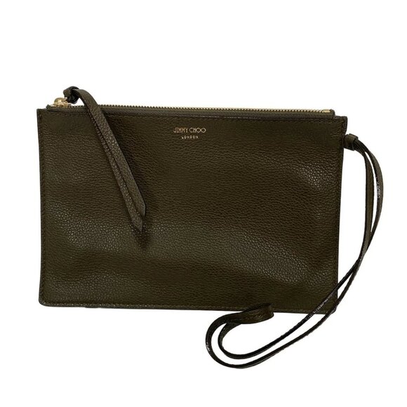 JIMMY CHOO Nine to Five - Dark Khaki Leather Tote Bag 437-080125 - Picture 8 of 8